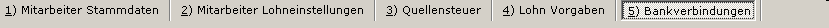 Mitarbeiter Bankverbindungen Menu