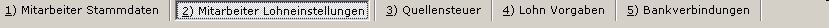 Menu Mitarbeiter Lohneinstellungen